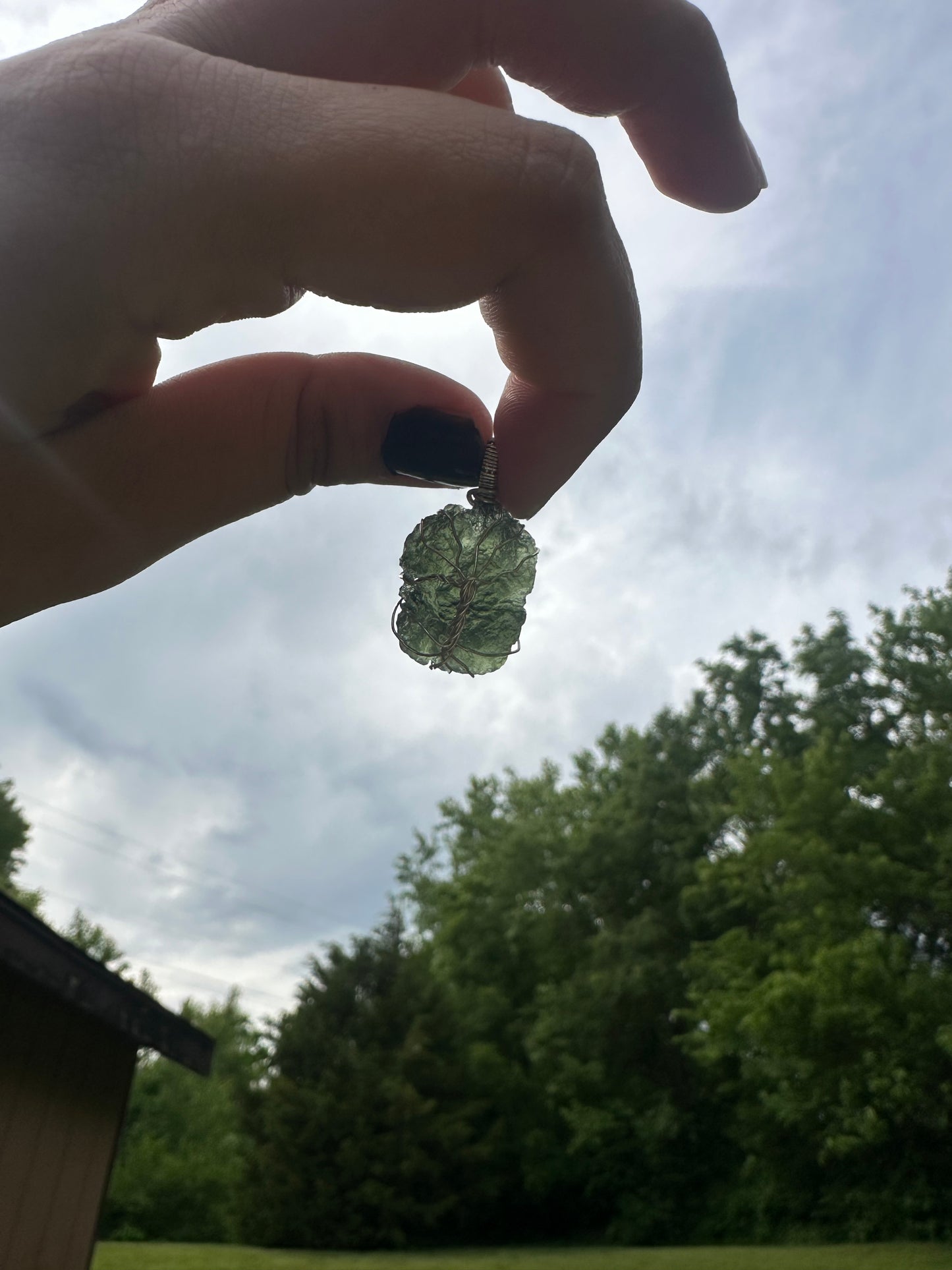 Moldavite tree pendant