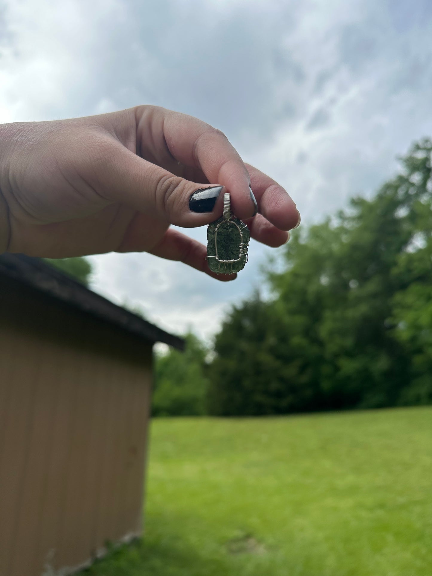 Moldavite tree pendant