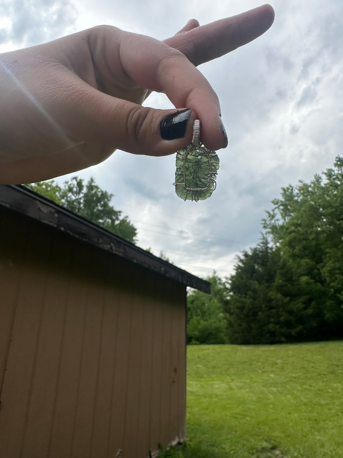 Moldavite tree pendant
