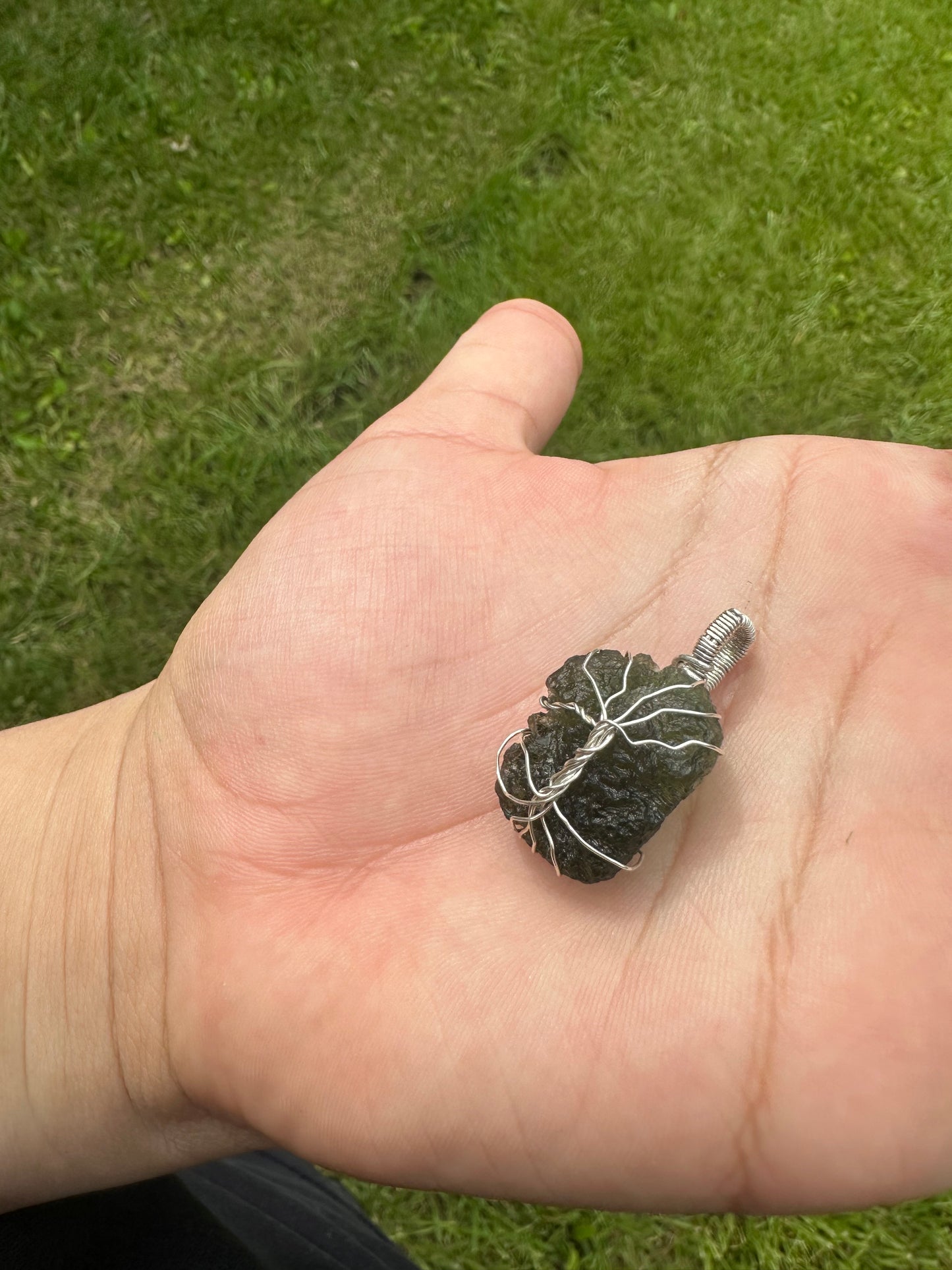 Moldavite tree pendant