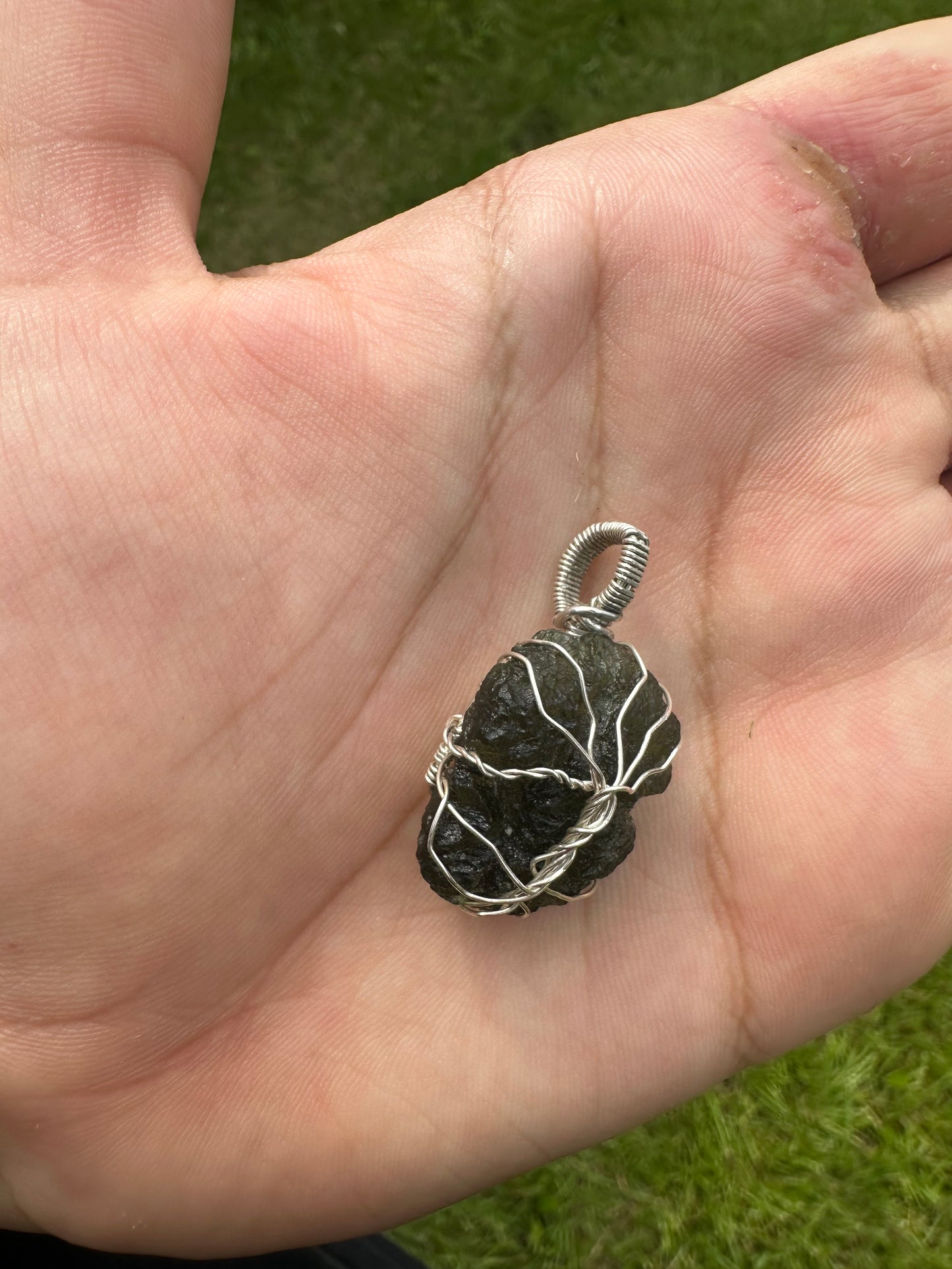 Moldavite tree pendant